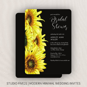 Invitation Wedding shower noir de tournesol écossais