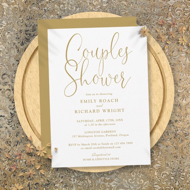Invitation Wedding shower nuptial Chic Gold Couples (Chic Gold Couples Bridal Wedding Shower Invitation)