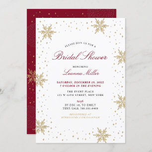 Invitation Wedding shower nuptiale Gold & Red Winter
