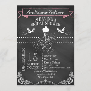 Invitation Wedding shower Pink Chalkboard