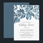 Invitation Wedding shower Rose d'hiver<br><div class="desc">Famille d'Invitations et amis à votre événement avec cette invitation wedding shower élégante et fantaisiste. Il présente des illustrations aquarelle de roses bleus et des feuillages à la typographie simple. Personnalisez en ajoutant les noms, la date, l'heure, le lieu et d'autres détails de l'événement. Vous pouvez même changer l'image arrière...</div>