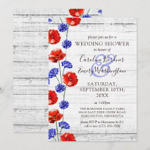 Invitation Wedding shower Rustic Wood & Red Poppy Country