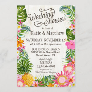 Invitation Wedding shower rustique de plage hawaïenne de Luau