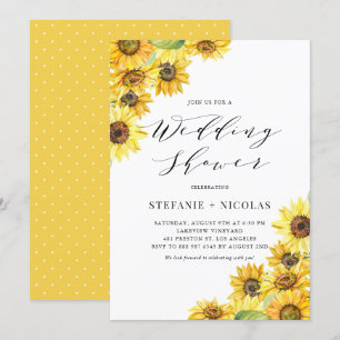 Invitation Wedding shower Rustique de tournesol aquarelle