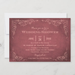 Invitation Wedding shower rustique rouge foncé