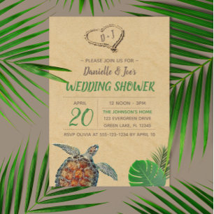 Invitation Wedding shower Tropical Beach Sea Turtle
