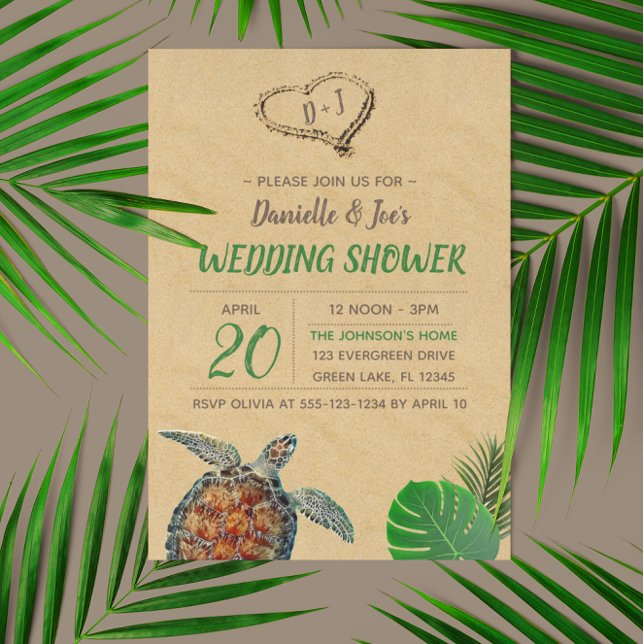 Invitation Wedding shower Tropical Beach Sea Turtle (Créateur téléchargé)