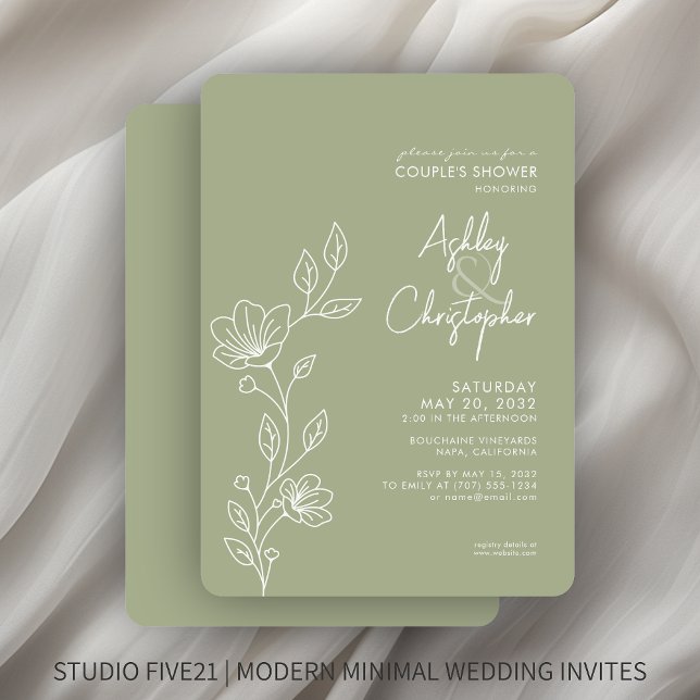 Invitation Wedding shower urbain moderne Sage Green (Créateur téléchargé)