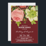 Invitation Wedding shower vintage botanique rouge floral<br><div class="desc">Invitation du wedding shower botanique présentant des illustrations botaniques vintages de fleurs et de motifs pois. Personnalisez en ajoutant les noms,  la date,  l'heure,  le lieu et d'autres détails de l'événement. Cette invitation à la wedding shower floraison est parfaite pour des événements vintages,  botaniques et de jardin.</div>