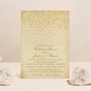 Invitation Wedding shower vintage Glam Gold Confetti