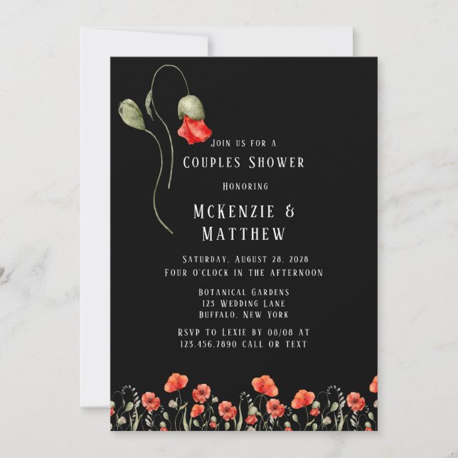 Invitation Wedding shower vintage Truck Red Poppie
