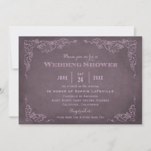 Invitation Wedding shower viticole violet de prune rustique