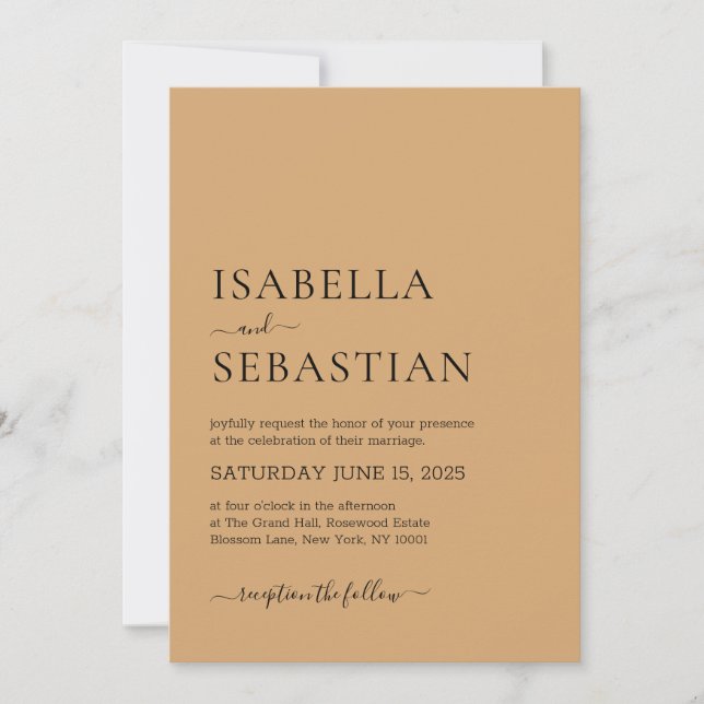 Invitation Wedding Simple Burly Wood (Devant)