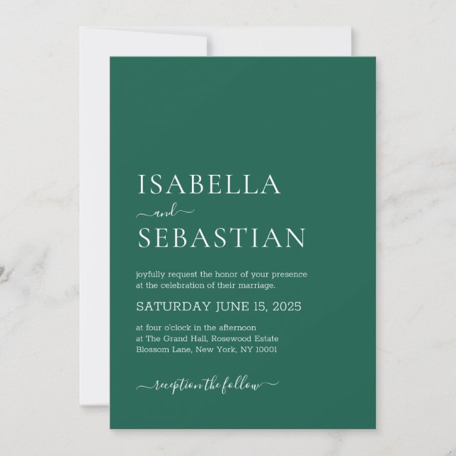 Invitation Wedding Simple Dark Green (Devant)