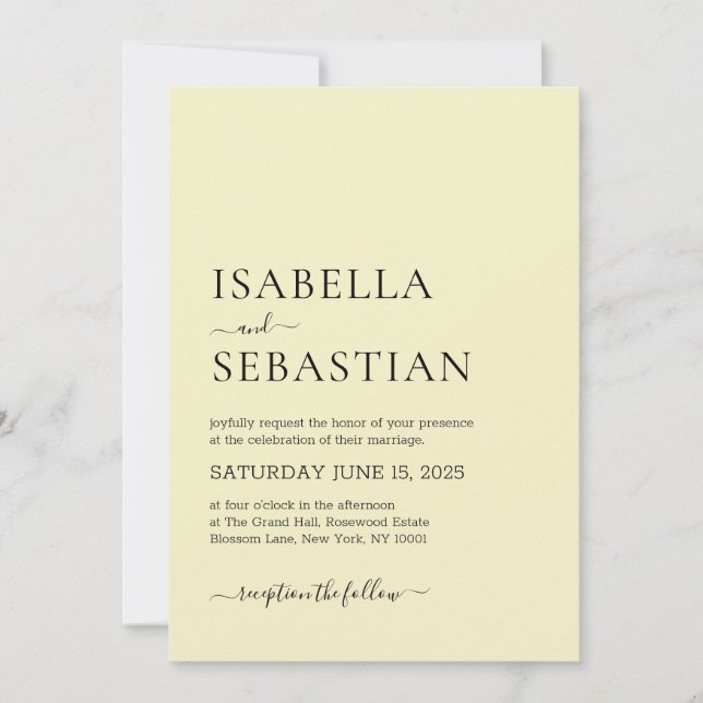 Invitation Wedding Simple Light Khaki (Devant)