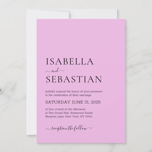 Invitation Wedding Simple Light Pink (Devant)