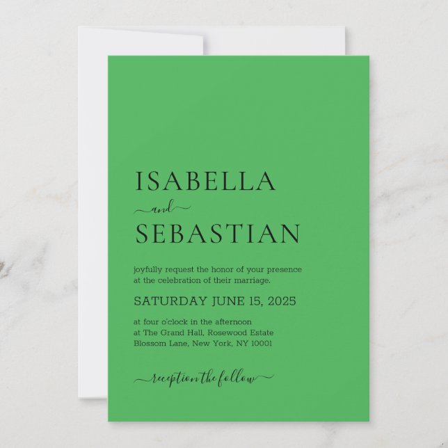 Invitation Wedding Simple Medium Sea Green (Devant)