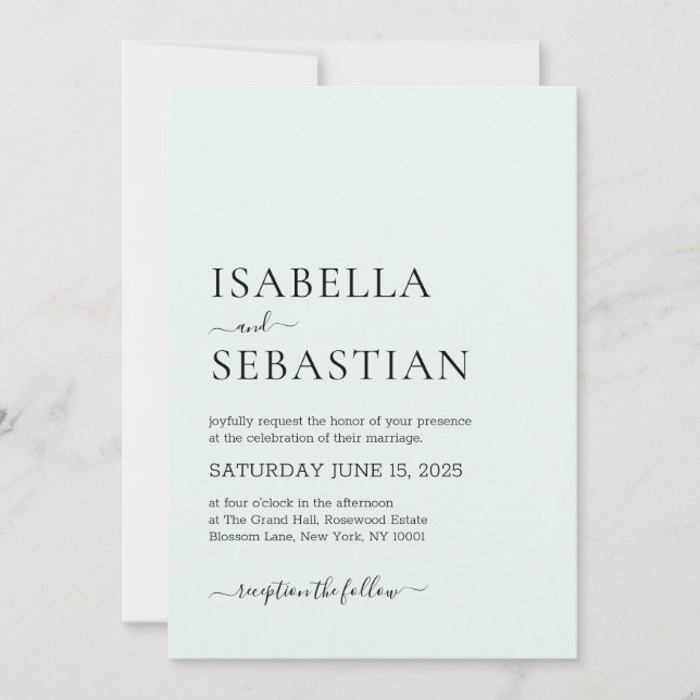 Invitation Wedding Simple Modern Honey Dew (Devant)