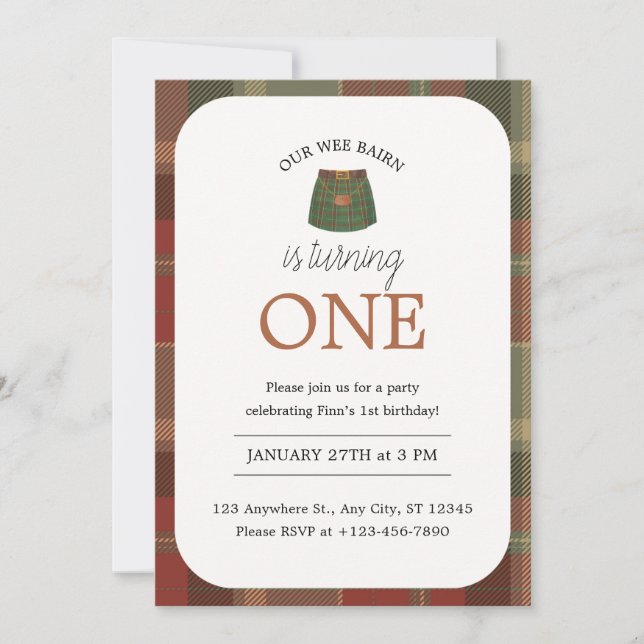 Invitation Wee Bairn Anniversaire (Devant)