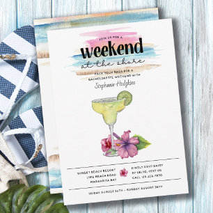 Invitation Week-end à Shore Margarita Hibiscus Bachelorette
