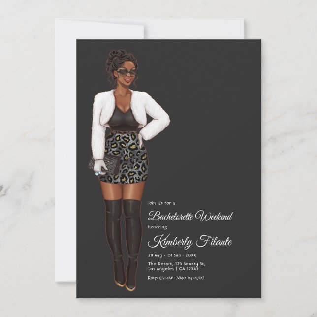 Invitation Week-end afro-américain de bachelorette (Devant)