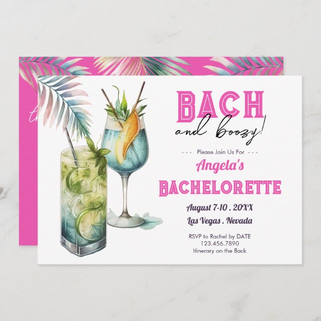 Invitation Week-end Bach et Boozy Bachelorette (Devant / Derrière)