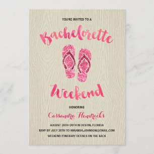 Invitation Week-end Bachelorette avec Parties scintillant ros