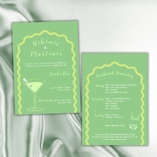 Invitation Week-End Bikinis Et Martinis Green Bachelorette