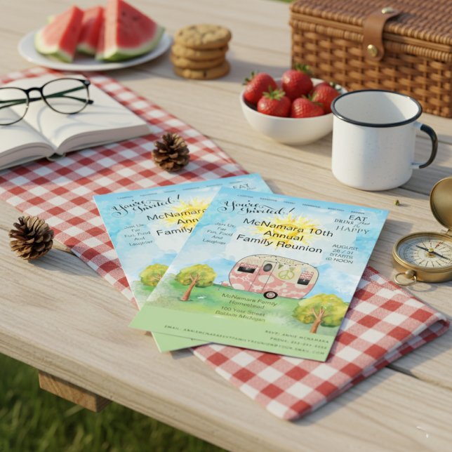 Invitation Week-end Camping Réunion Famille (Family Reunion Camping Weekend Invitation)