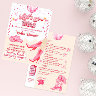 Invitation Week-end d'anniversaire de cowgirl disco adulte