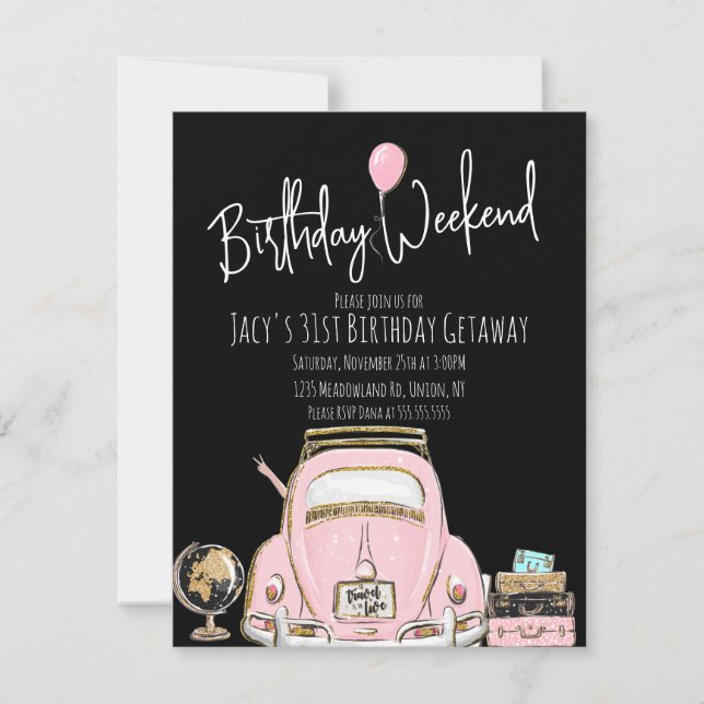 Invitation Week-end d'anniversaire Voyage Anniversaire Paille (Devant)