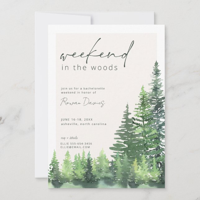 Invitation Week-end dans le Woods Bachelorette Party Invitati (Devant)