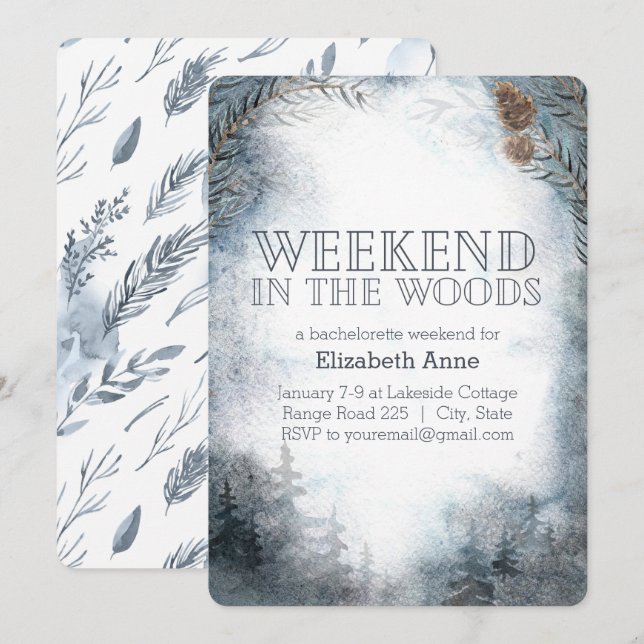 Invitation Week-end dans les bois | Enterrement de vie de jeu (Devant / Derrière)