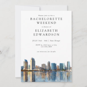 Invitation Week-end de Bachelorette aquarelle sur la skyline