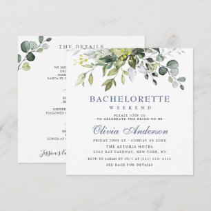 Invitation Week-end de Bachelorette au vert élégant d'eucalyp