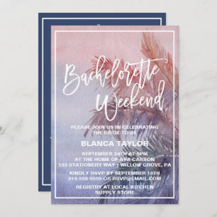 Invitation Week-end de Bachelorette Coucher de soleil tropica