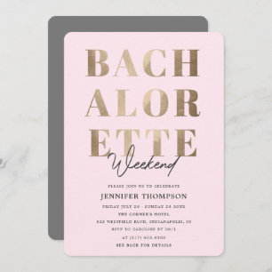 Invitation Week-end de blush & Gold Bachelorette