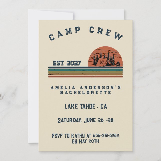 Invitation Week-end de camping personnalisé pour enterrement  (Devant)