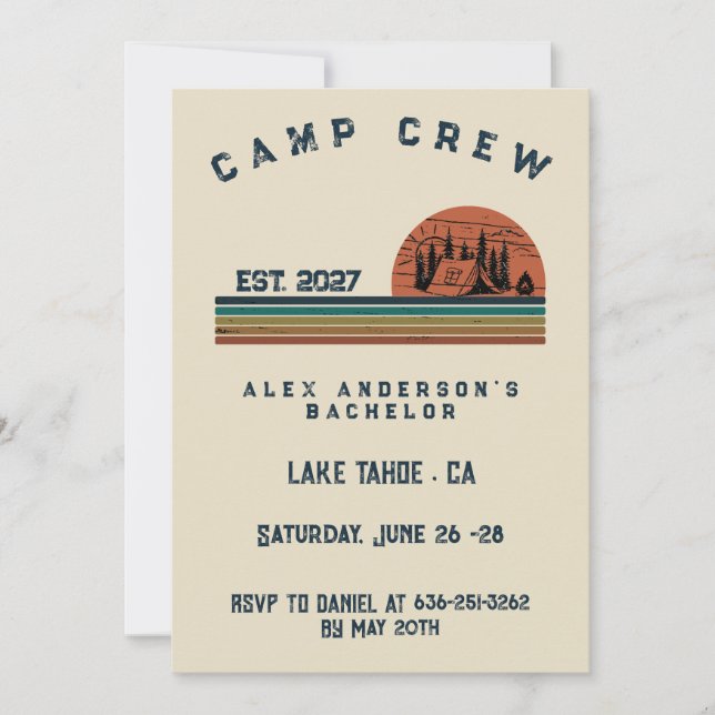Invitation Week-end de camping personnalisé pour enterrement  (Devant)