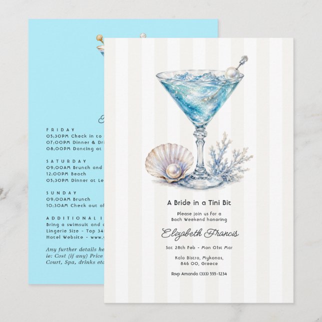 Invitation Week-end de célibataire au Martini Chic Côté Luxe (Devant / Derrière)