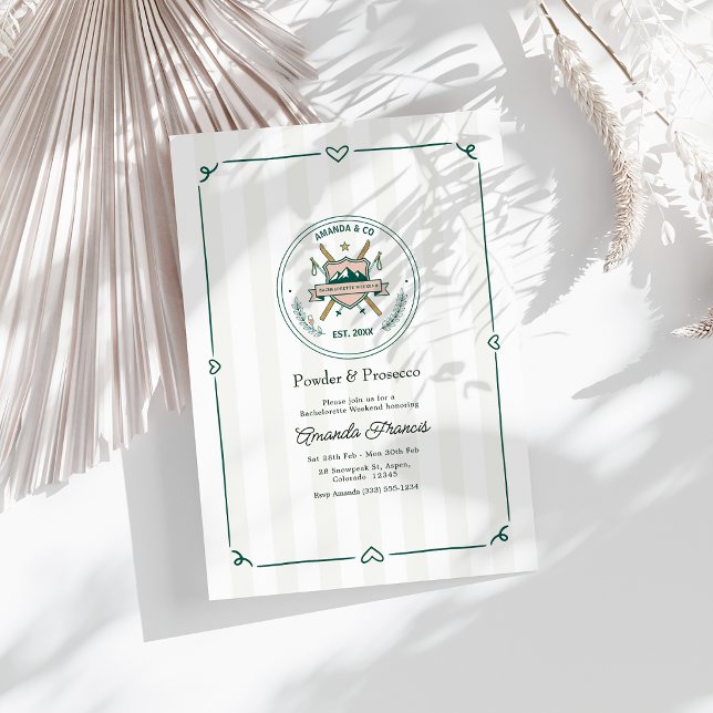 Invitation Week-end de célibataire de ski Powder & Prosecco (Powder & Prosecco Ski Bachelorette Weekend Invitation)