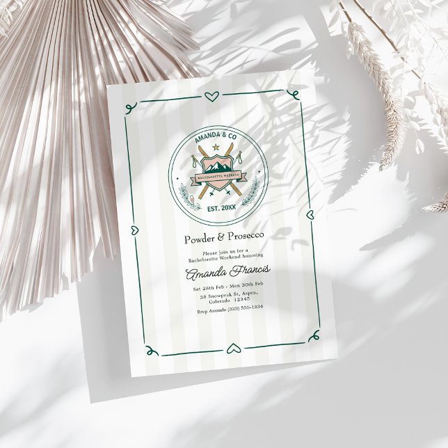 Invitation Week-end de célibataire de ski Powder & Prosecco (Powder & Prosecco Ski Bachelorette Weekend Invitation)