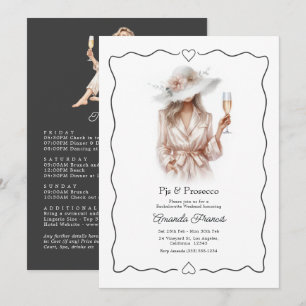 Invitation Week-end de célibataire élégant PJs & Prosecco