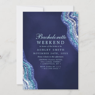 Invitation Week-end de célibataire en géode d'agate sarcelle