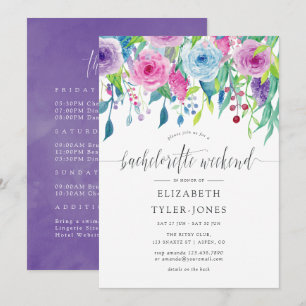 Invitation Week-end de célibataire floral à thème Ultra Viole