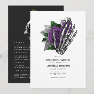 Invitation Week-end de célibataire gothique à fleurs violette