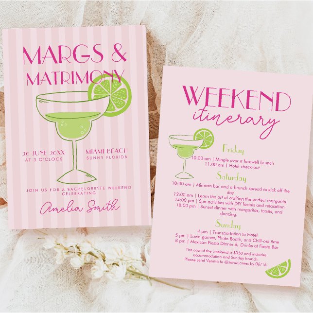 Invitation Week-end de célibataire Margs et Matrimony Cocktai (Créateur téléchargé)