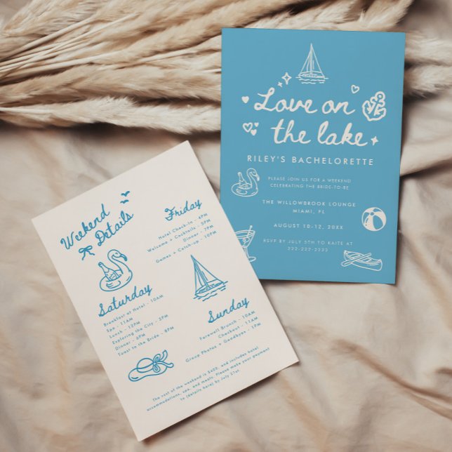 Invitation Week-end de célibataire Moderne Amour Bleu au Lac (Créateur téléchargé)