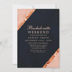 Invitation Week-end de célibataire moderne en rose cuivré et