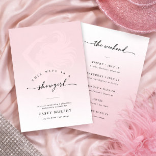 Invitation Week-end de célibataire Showgirl Blush Écriture Mo